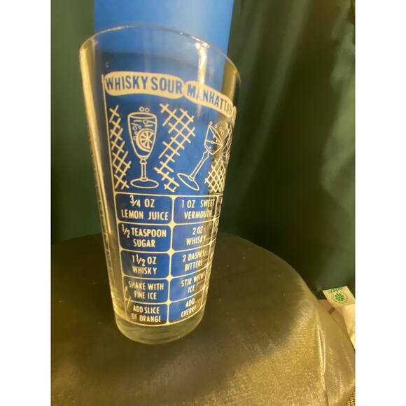 Vtg Federal Glass 6 inch tall Cocktail Recipes Glass Tumbler Mixology VGUC - Picture 2 of 14